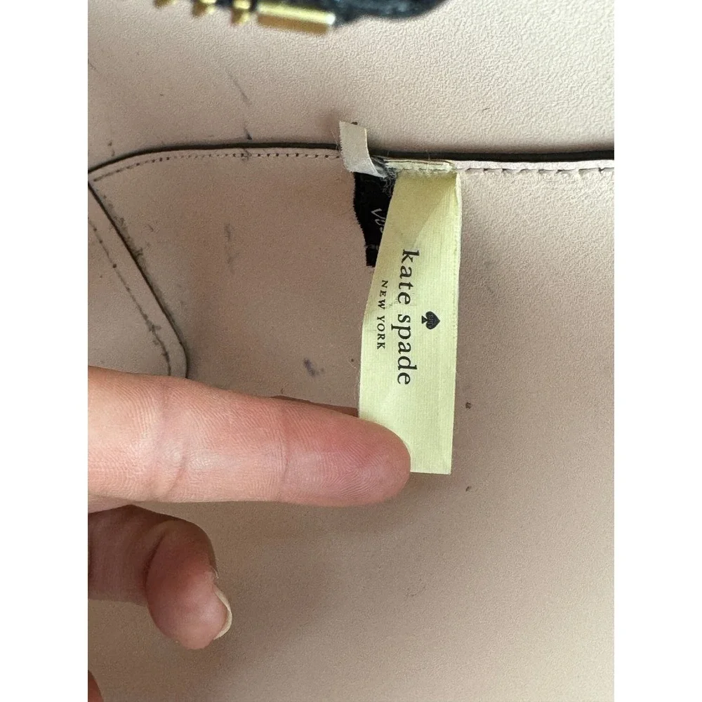 Kate Spade New‎ York Black Saffiano Leather Tote Bag Pink Interior V095
